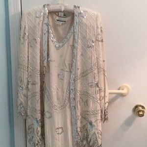White silk dress with matching jacket